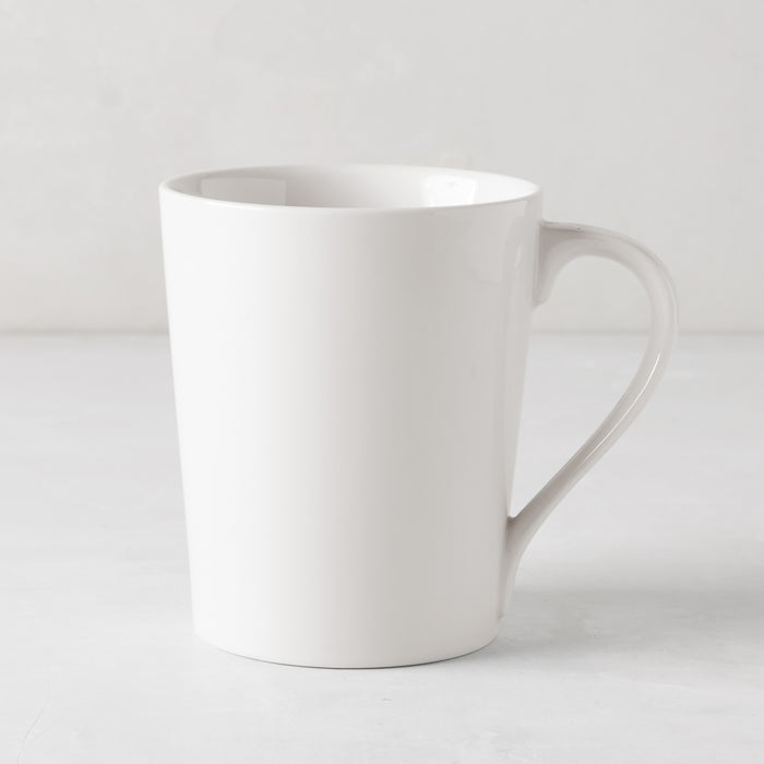 HG Classic Porcelain Mug, white, 14.8oz, 3.5" D x 4.5" H, with clean lines and modern aesthetic.