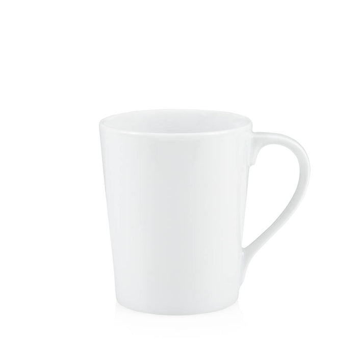 HG Classic white porcelain mug, 14.8oz, 3.5" diameter x 4.5" H, modern aesthetic.