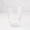 Clear Henri mouth-blown glass, 8 oz, with unique imperfections and small air bubbles.