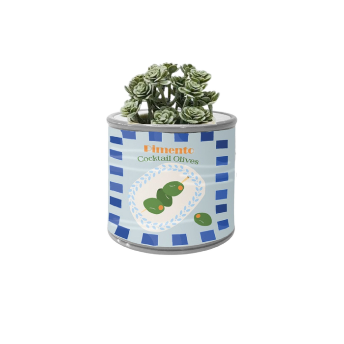 Cocktail Olives Can Planter Blue 10cm