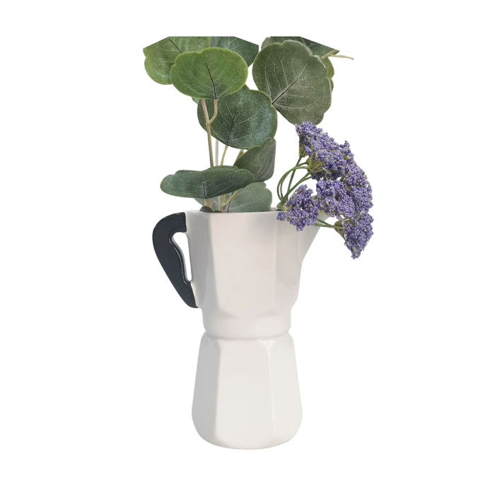 Coffee Pot Vase White 16cm