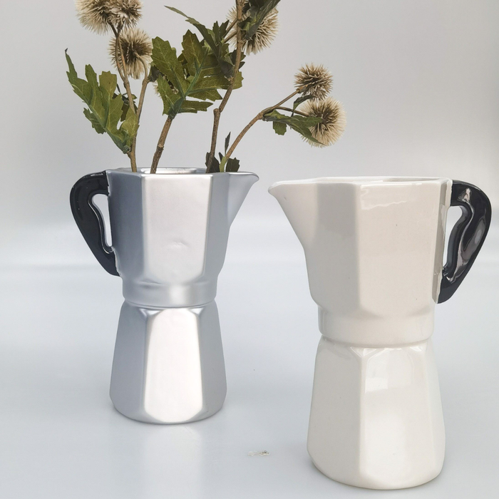 Coffee Pot Vase White 16cm