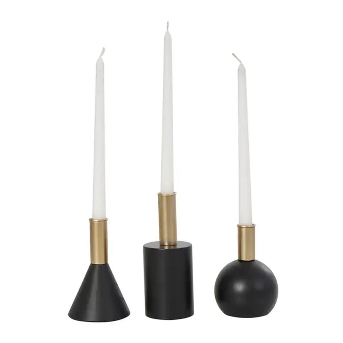 Contemporary Black Wood Candle Holder Collection