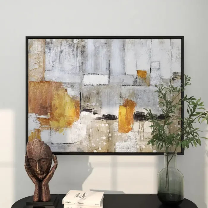 Contemporary Gray Canvas Framed Wall Art