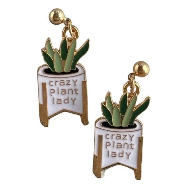 crazy plant lady earrings