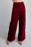 Crimson Corduroy Wide Leg Pants