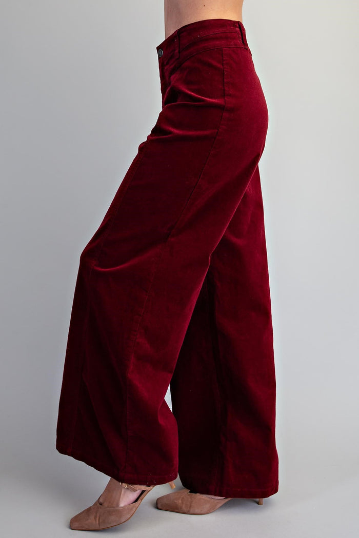 Crimson Corduroy Wide Leg Pants
