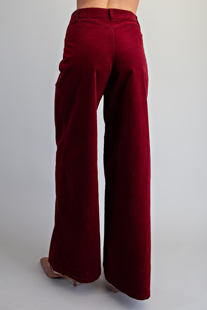 Crimson Corduroy Wide Leg Pants