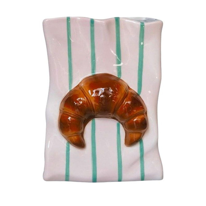 Croissant Bag Vase Pink & Brown 18cm