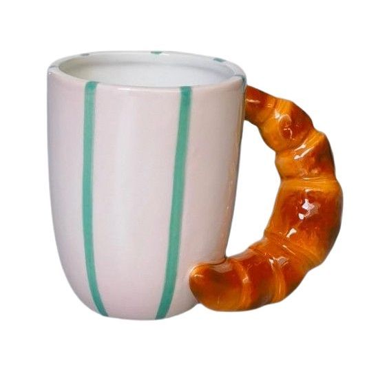 Croissant Mug Pink & Brown 10cm