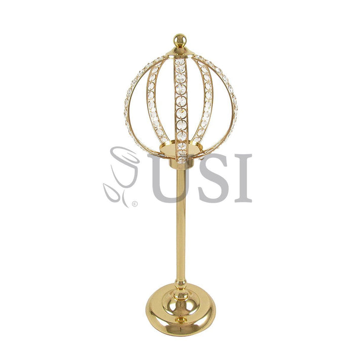 Crystal Bead Cinderella Globe Centerpiece Stand, 24in, Gold