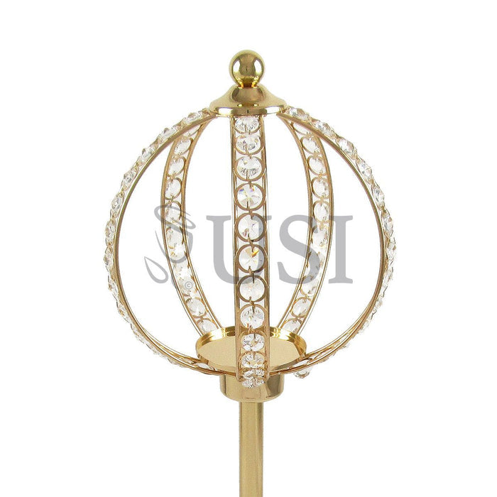 Crystal Bead Cinderella Globe Centerpiece Stand, 24in, Gold
