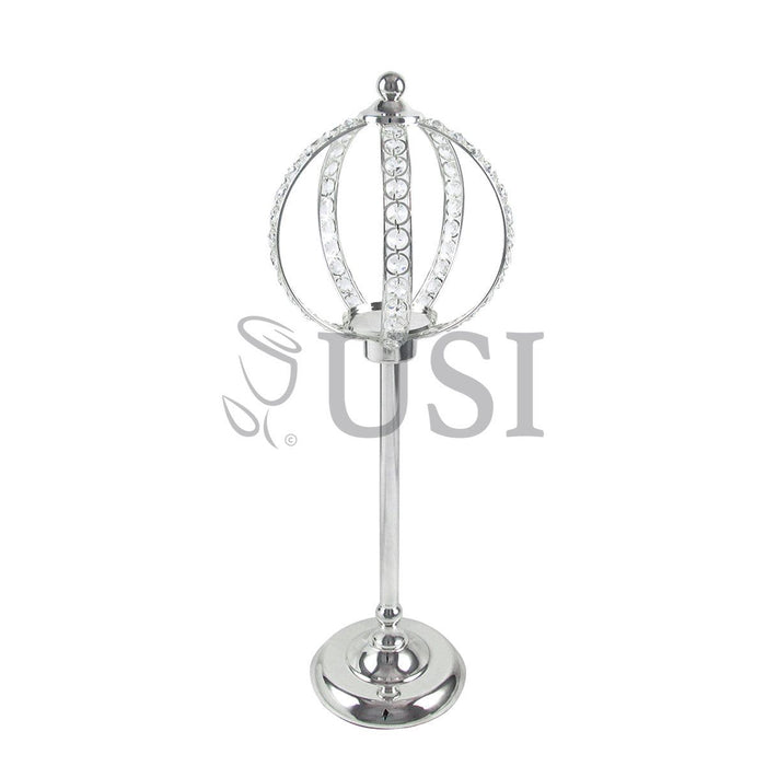 Crystal Bead Cinderella Globe Centerpiece Stand, 24in, Silver