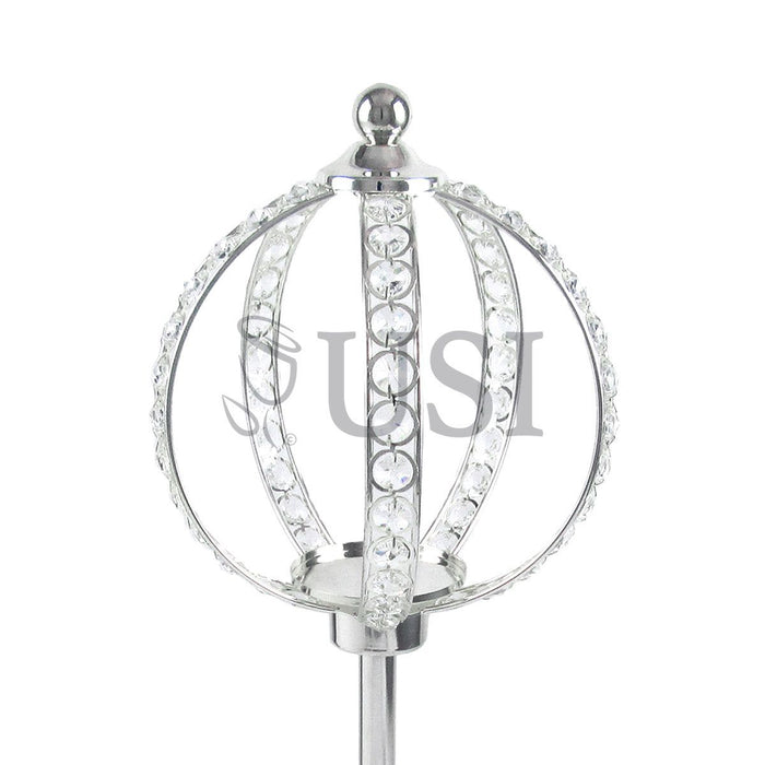 Crystal Bead Cinderella Globe Centerpiece Stand, 24in, Silver