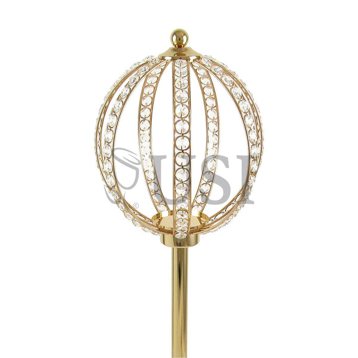 Crystal Bead Cinderella Globe Centerpiece Stand, 31.1in, Gold