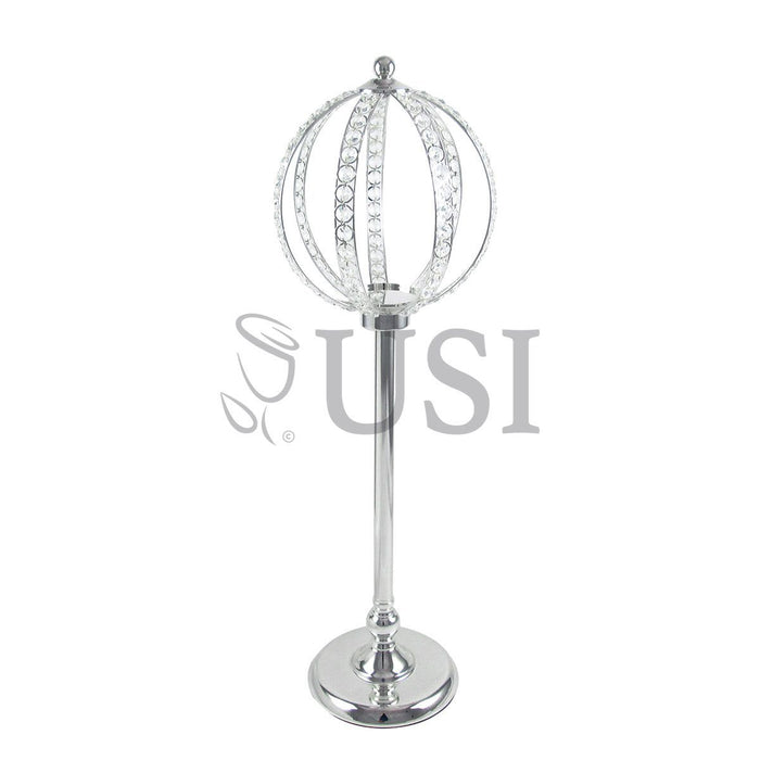 Crystal Bead Cinderella Globe Centerpiece Stand, 31.1in, Silver