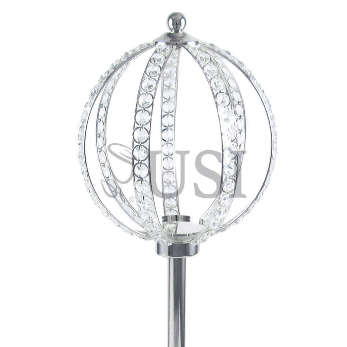 Crystal Bead Cinderella Globe Centerpiece Stand, 31.1in, Silver