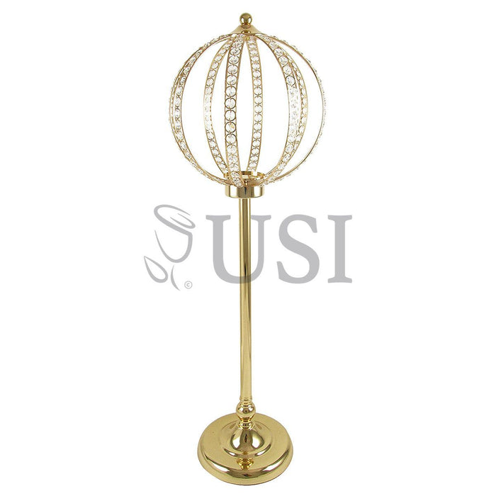 Crystal Bead Cinderella Globe Centerpiece Stand, 38.2in, Gold
