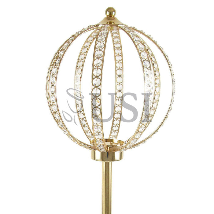 Crystal Bead Cinderella Globe Centerpiece Stand, 38.2in, Gold