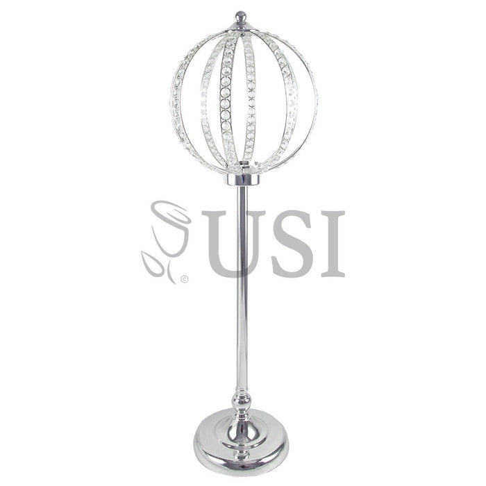 Crystal Bead Cinderella Globe Centerpiece Stand, 38.2in, Silver