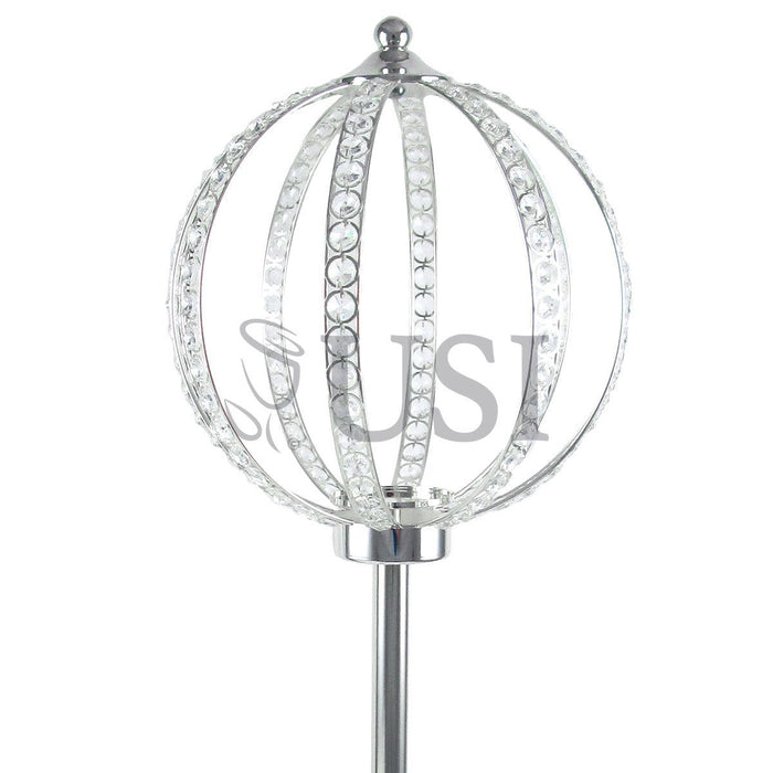 Crystal Bead Cinderella Globe Centerpiece Stand, 38.2in, Silver