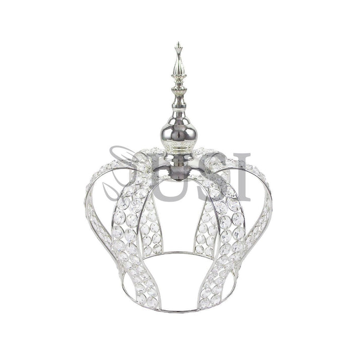 Crystal Bead Crown Grand Centerpiece, 14.75in, Silver