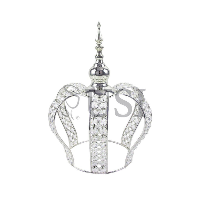 Crystal Bead Crown Grand Centerpiece, 14.75in, Silver