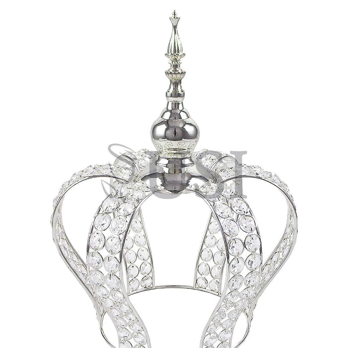 Crystal Bead Crown Grand Centerpiece, 14.75in, Silver