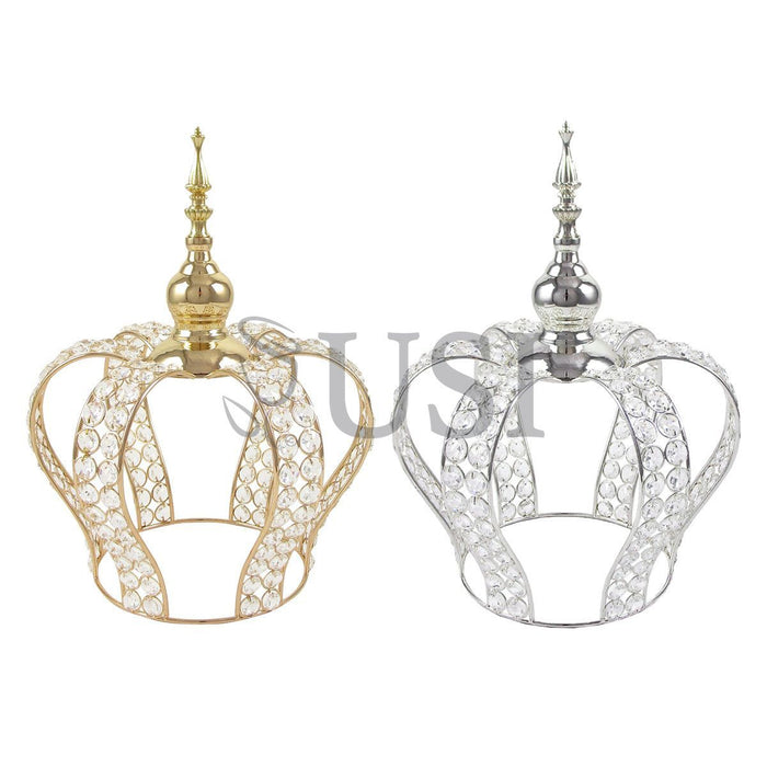 Crystal Bead Crown Grand Centerpiece, 14.75in, Silver