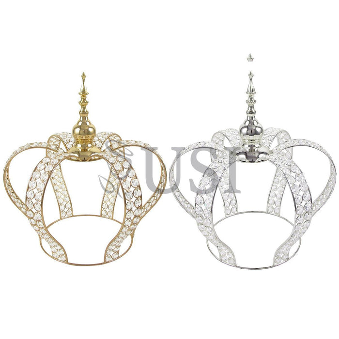 Crystal Bead Crown Grand Centerpiece, 16.25in, Silver