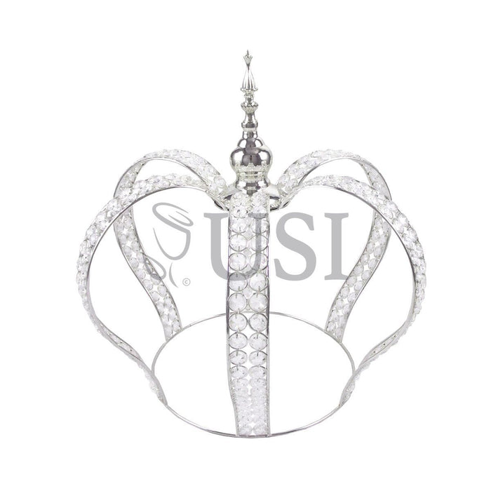 Crystal Bead Crown Grand Centerpiece, 17.75in, Silver