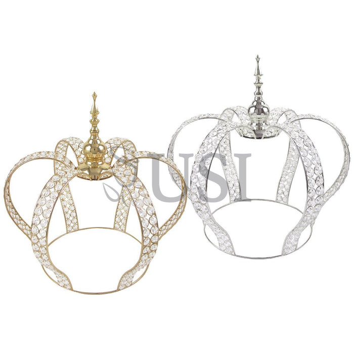 Crystal Bead Crown Grand Centerpiece, 17.75in, Silver