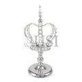 Crystal Bead Crown Royale Centerpiece w Juliet Stand, 18x9in, Silver
