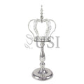 Crystal Bead Crown Royale Centerpiece w Juliet Stand, 22.5x9in, Silver