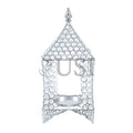 Crystal Bead Gazebo Candleholder, 16in, Silver (250342 GO)