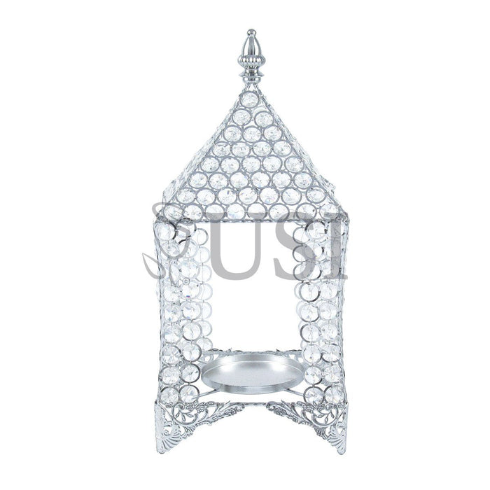 Crystal Bead Gazebo Candleholder, 16in, Silver (250342 GO)