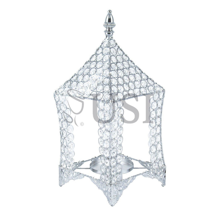 Crystal Bead Gazebo Candleholder, 16in, Silver (250342 GO)