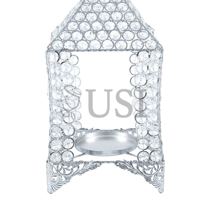 Crystal Bead Gazebo Candleholder, 16in, Silver (250342 GO)
