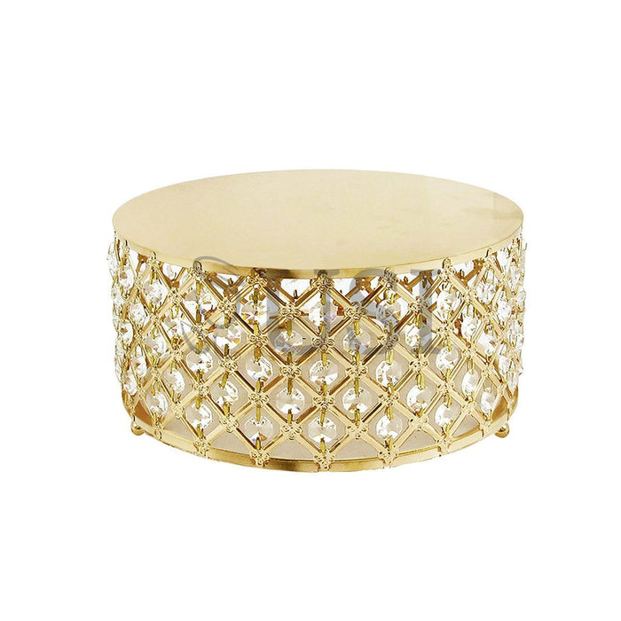 Crystal Bead Lattice Round Cake Stand, 9.75in, Indian Gold (250404 SIL)