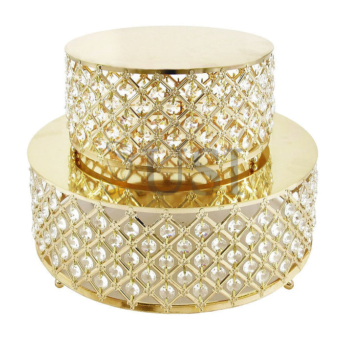 Crystal Bead Lattice Round Cake Stand, 9.75in, Indian Gold (250404 SIL)