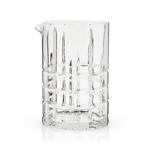 Clear square-cut lead-free crystal cocktail mixing glass with pour spout, 5.5" H x 3.5" Dia.