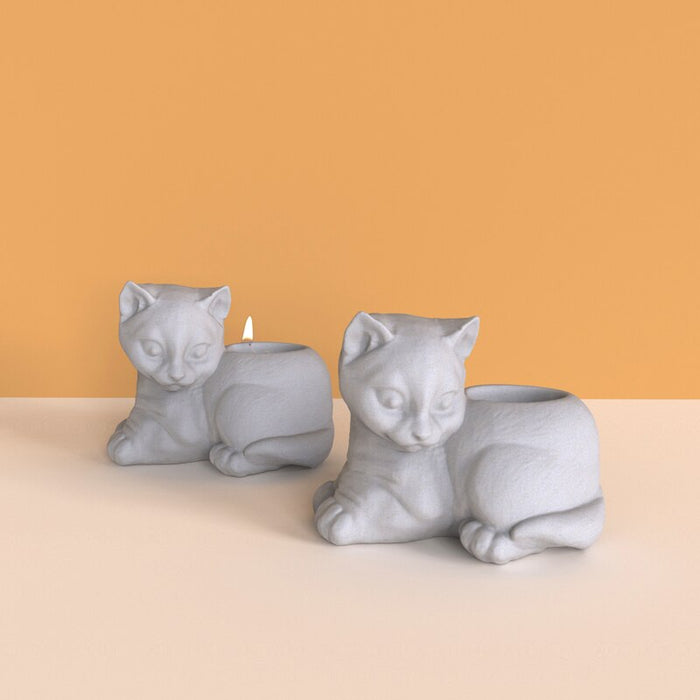 "CS32" Cat shaped candle holder mold