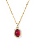 Daphne Crystal Frame Pendant Necklace in Gold Dark Burgundy Illusion