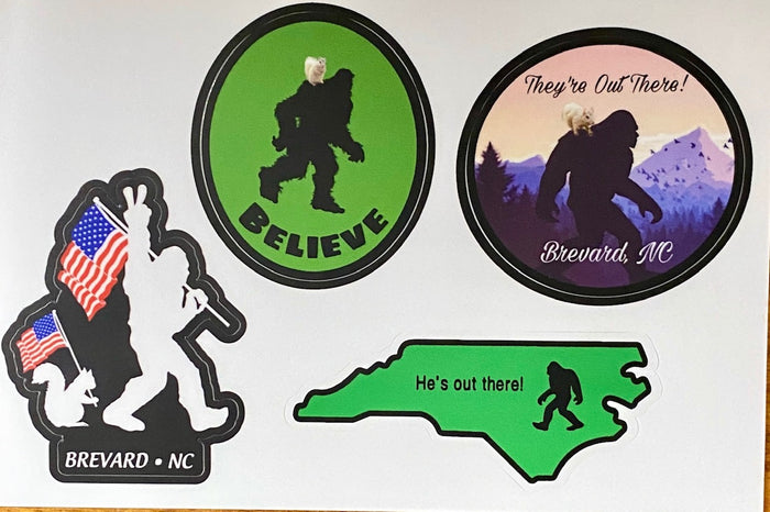 Decal/Sticker Sheets - Sasquatch & White Squirrel - 4 Designs - Waterproof