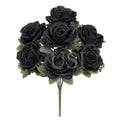 Deluxe Elegant Rose Flower Bush w Filler x7, 17in, Black