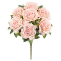 Deluxe Elegant Rose Flower Bush w Filler x7, 17in, Blush Peach