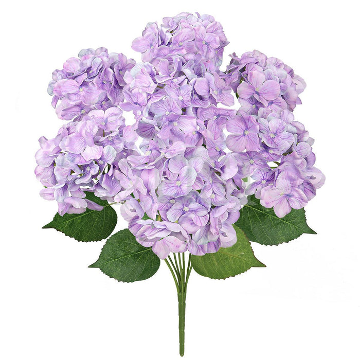 Deluxe Hydrangea Flower Bush Natural Look x7, 20in, Purple