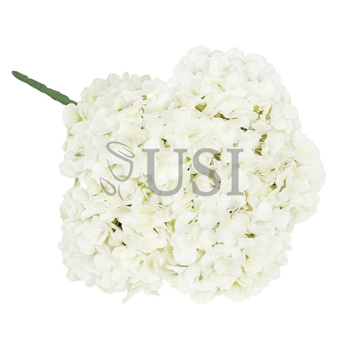 Deluxe Hydrangea Flower Bush x5, 19in, Cream White