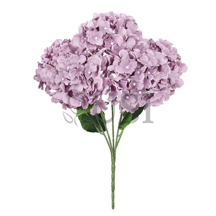 Deluxe Hydrangea Flower Bush x5, 19in, Dusty Purple