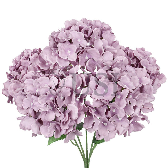 Deluxe Hydrangea Flower Bush x5, 19in, Dusty Purple